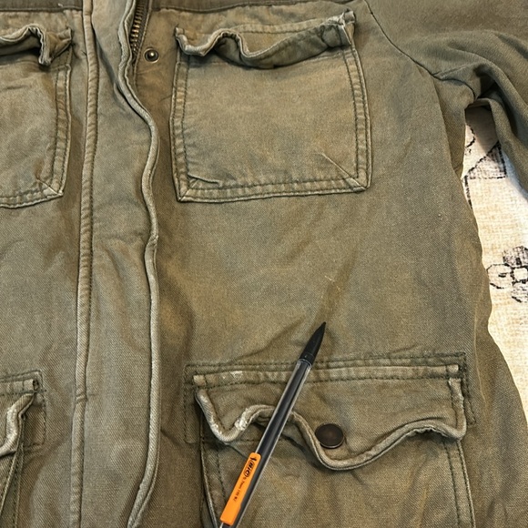 FREE PEOPLE S green/brown  rumpled army jacket with front four pockets - Picture 6 of 14